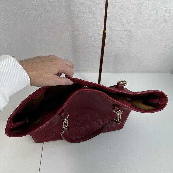 Coach Madison Bag North/South Large Tote Pebbled Leather in Scarlet Red Purse - Picture 9 of 16